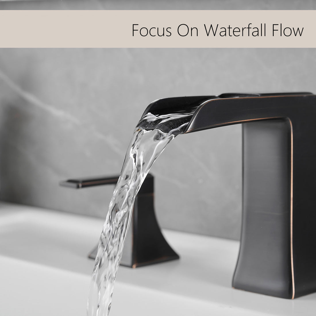 water flow from 8 Inch 3 Hole Oil Rubbed Bronze Waterfall Bathroom Faucet