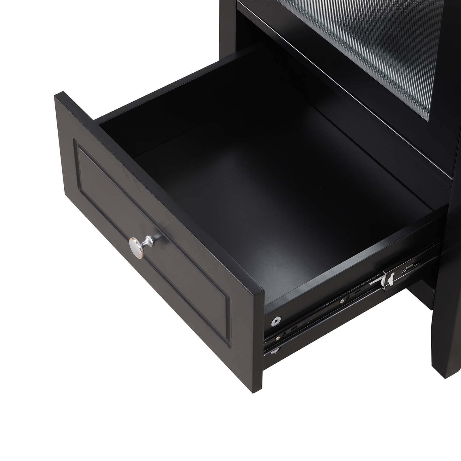 20 Inch Black Bathroom Vanity Drawers with Clear Glass Doors