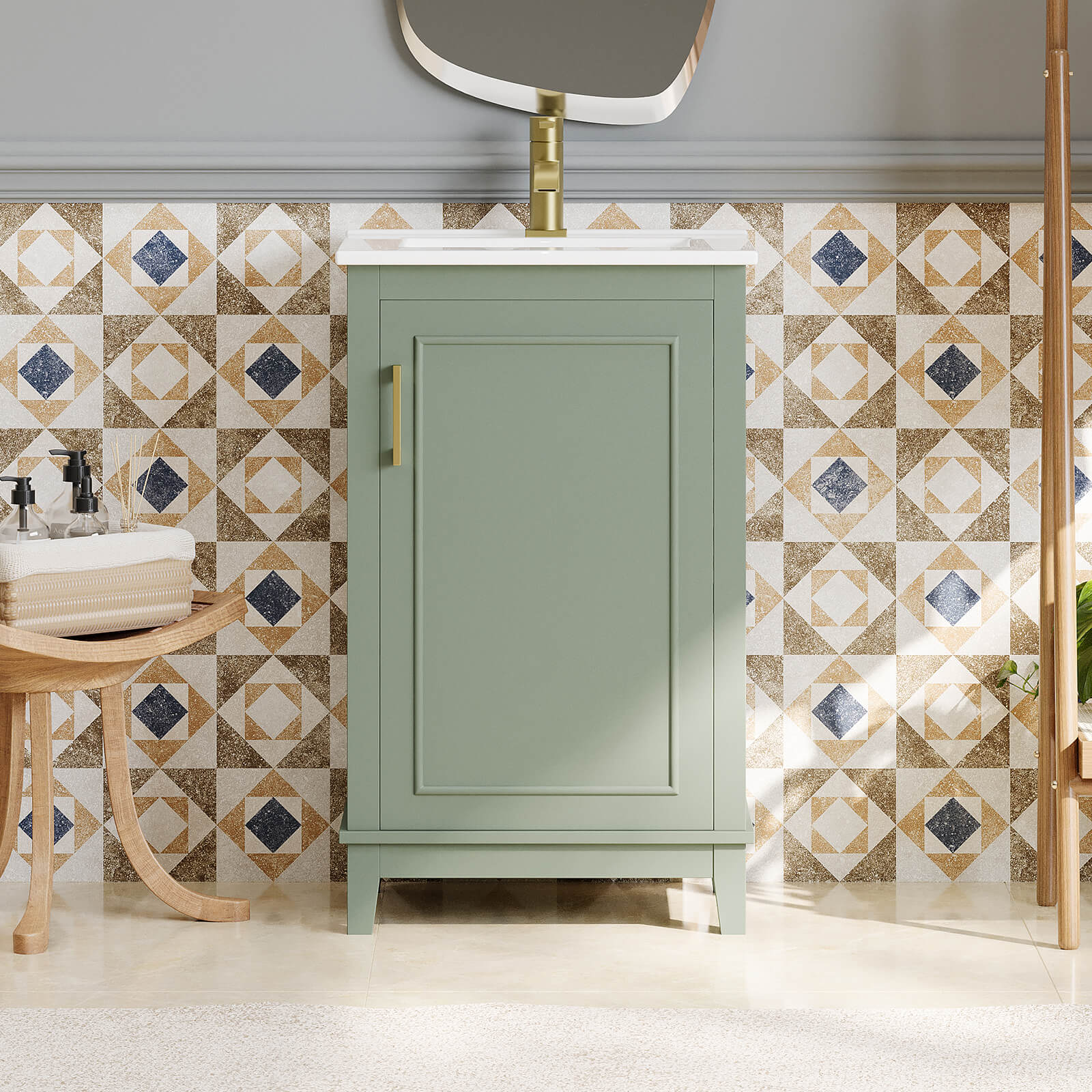 20 inch Sage Green Single-Door Bathroom Vanity