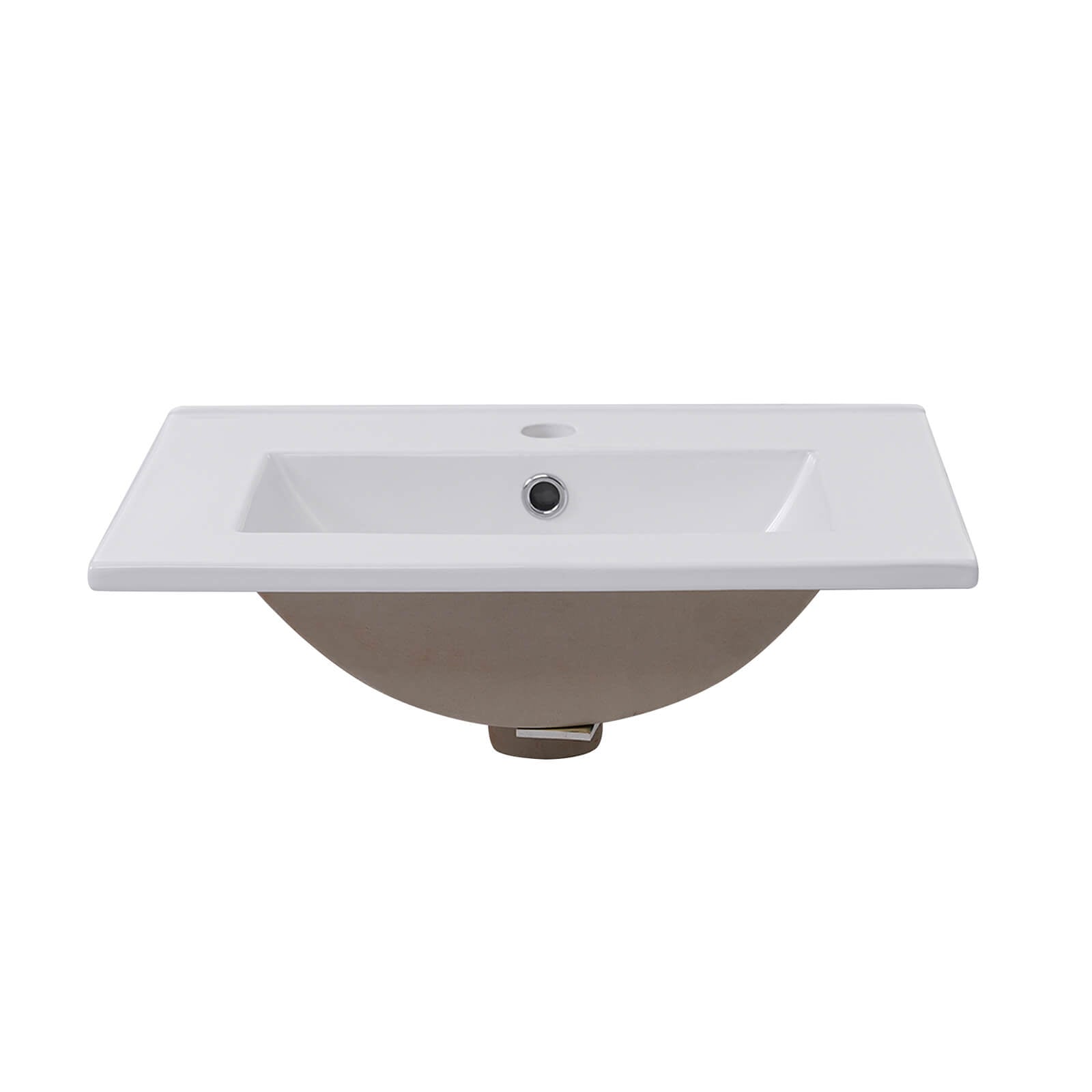 20 inch white single door bathroom vanity with ceramic sink side view