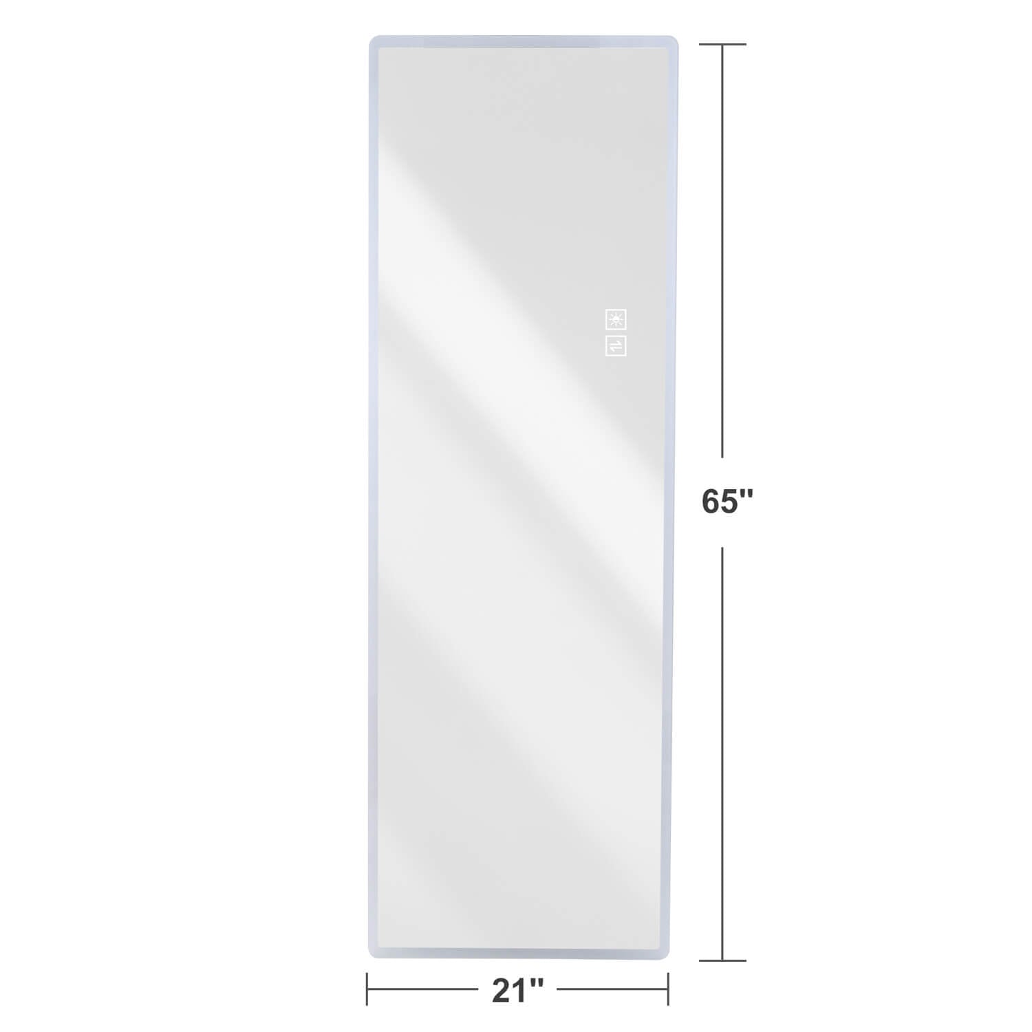 21 x 65 inches slim framed full length mirror with touch control