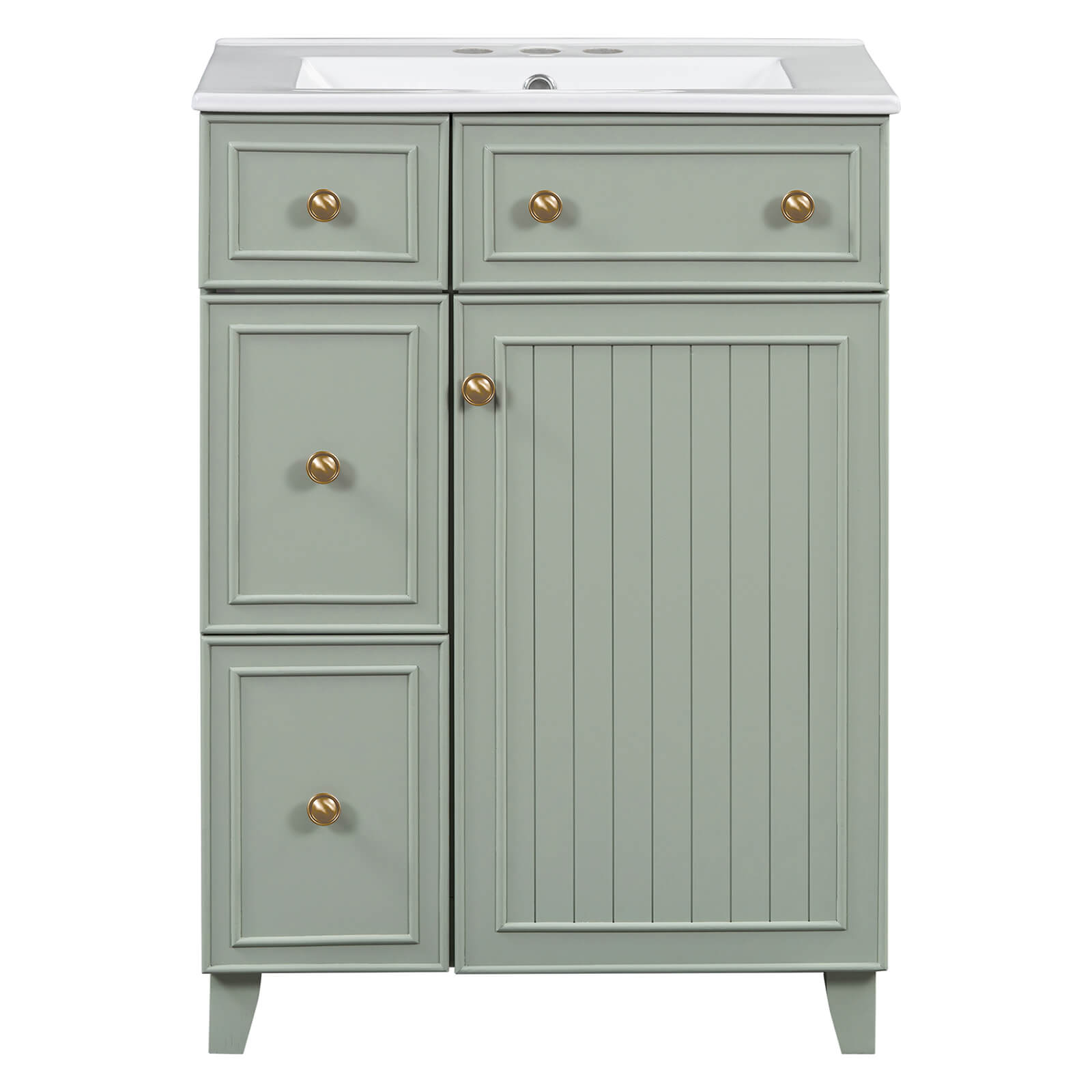 24-inch small light gray-green bathroom vanity front view
