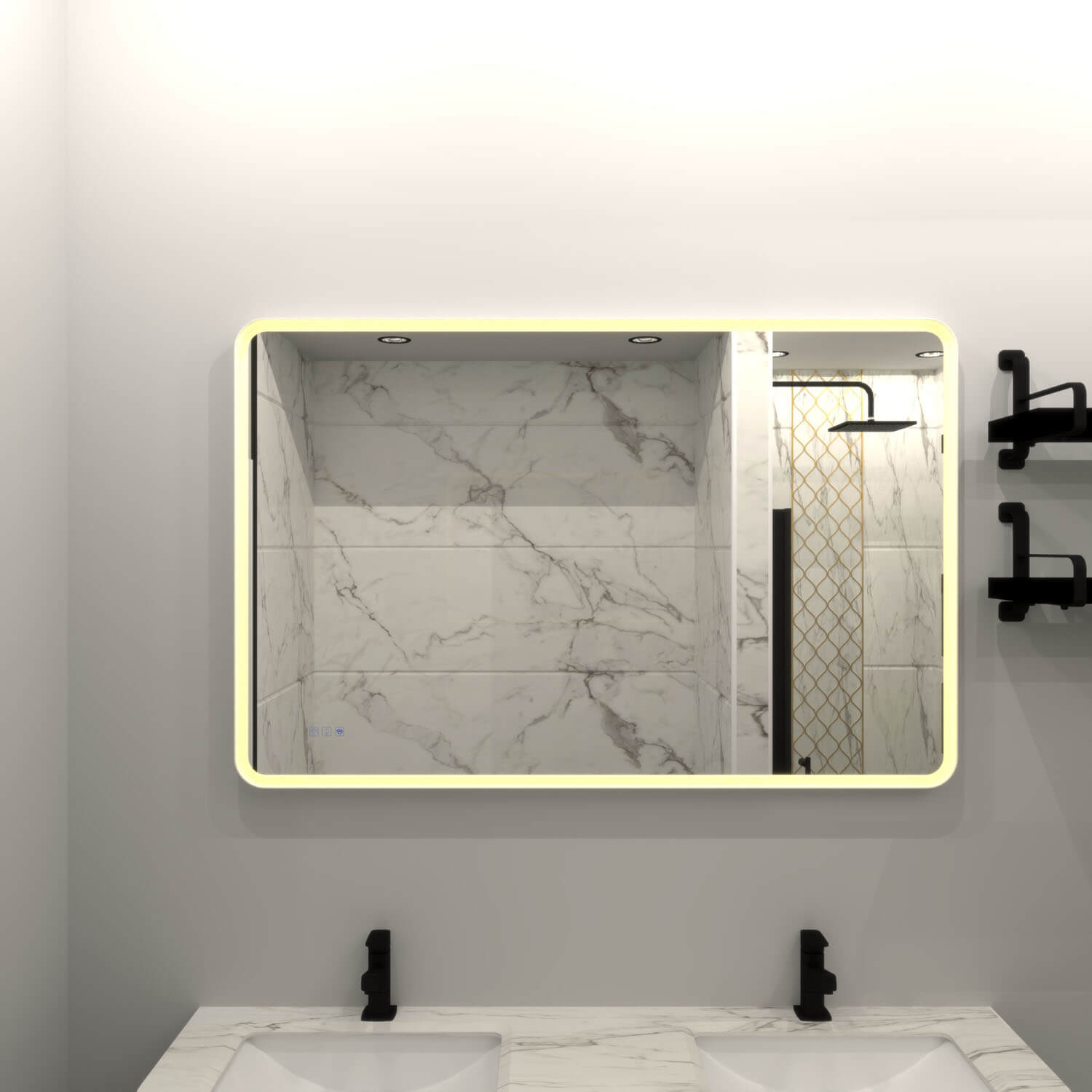 36" x 28" Rectangular Frameless Wall-Mount Anti-Fog LED Light Bathroom Mirror