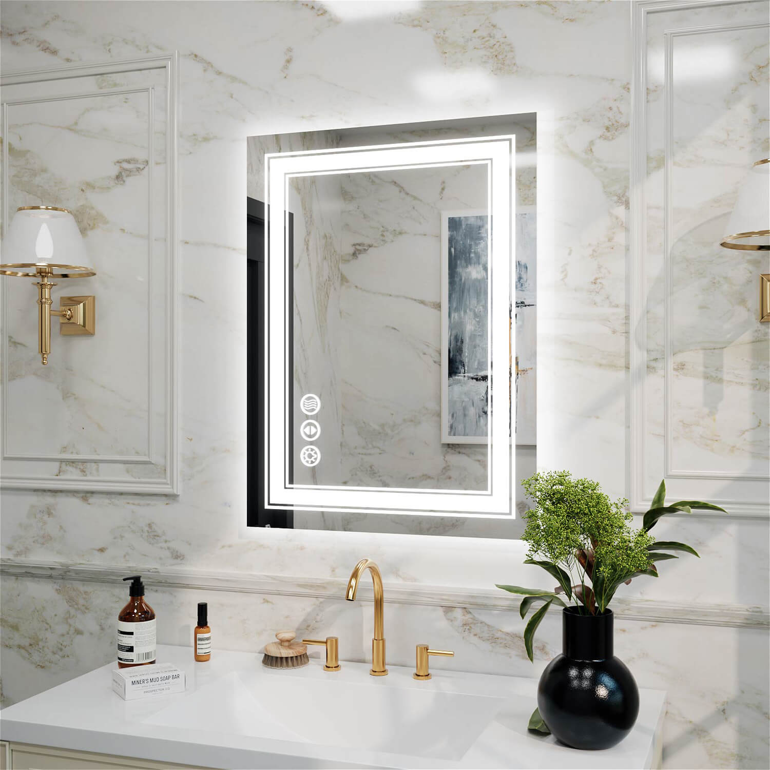 24"x32" LED Bathroom Mirror Anti-Fog Shatterproof ETL Certified