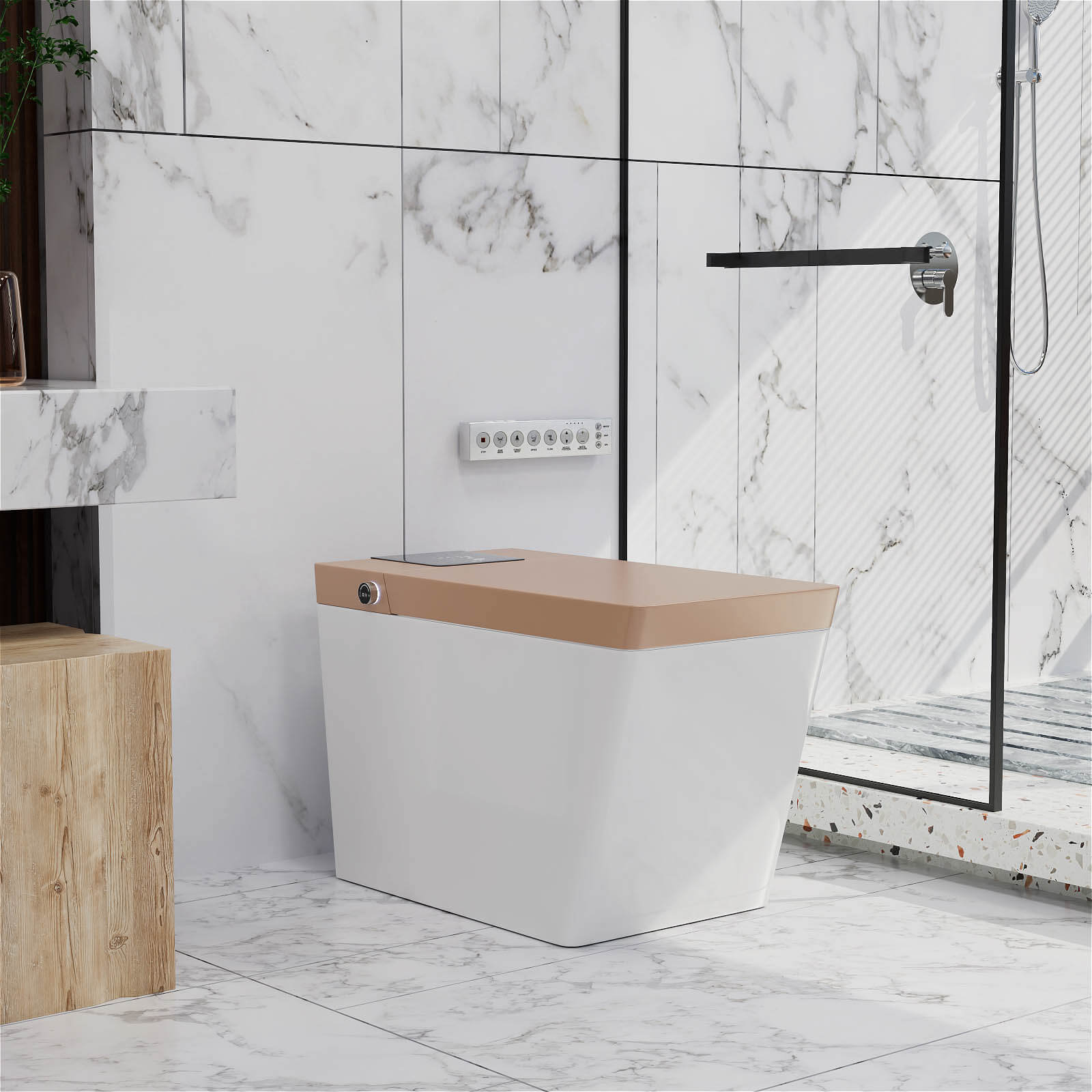 Giving Tree Smart Square One-Piece Floor Toilet with Remote Control and Automatic Cover