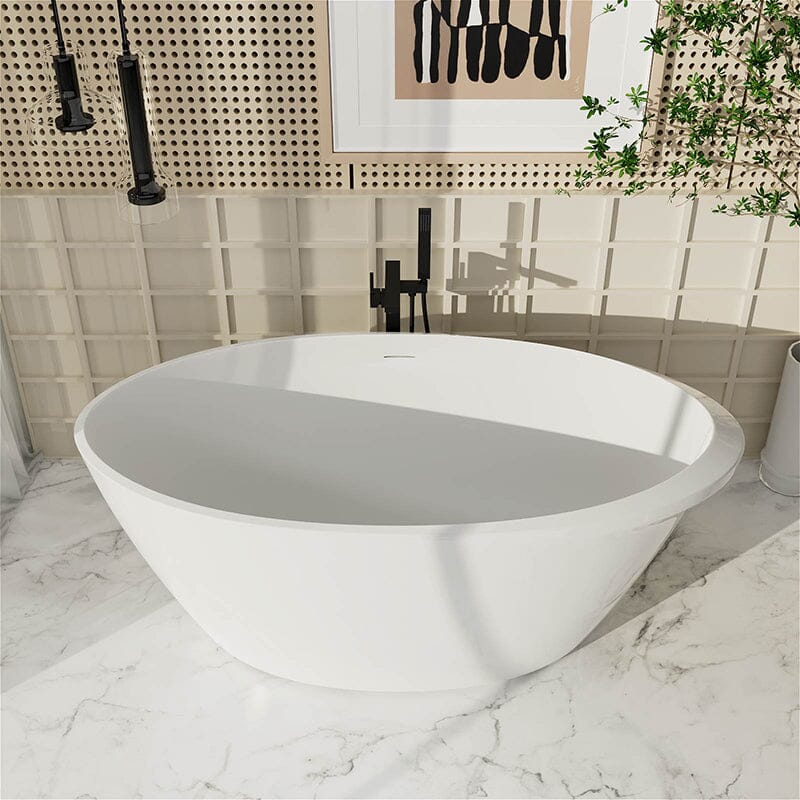 Mokleba 67" Acrylic Oval Modern Freestanding Soaking Bathtub White