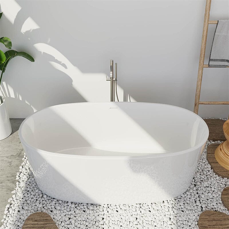 Giving Tree 63" Acrylic Modern Bathtub Oval Shape Freestanding Soaking Tub