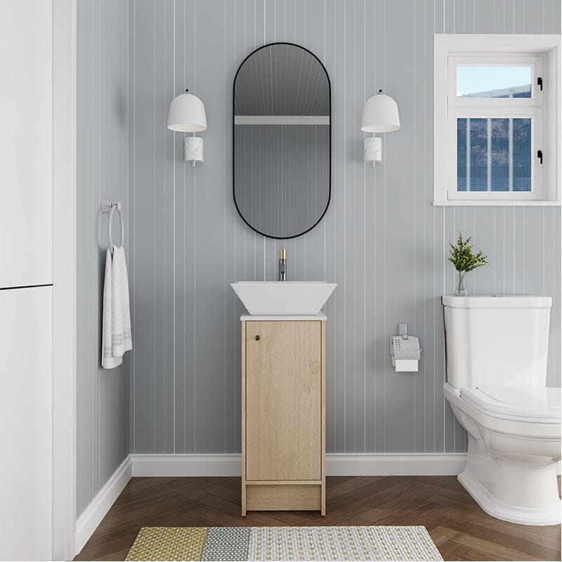 16-inch Freestanding Bathroom Vanity Square Sink With Soft-close Doors And Shelves