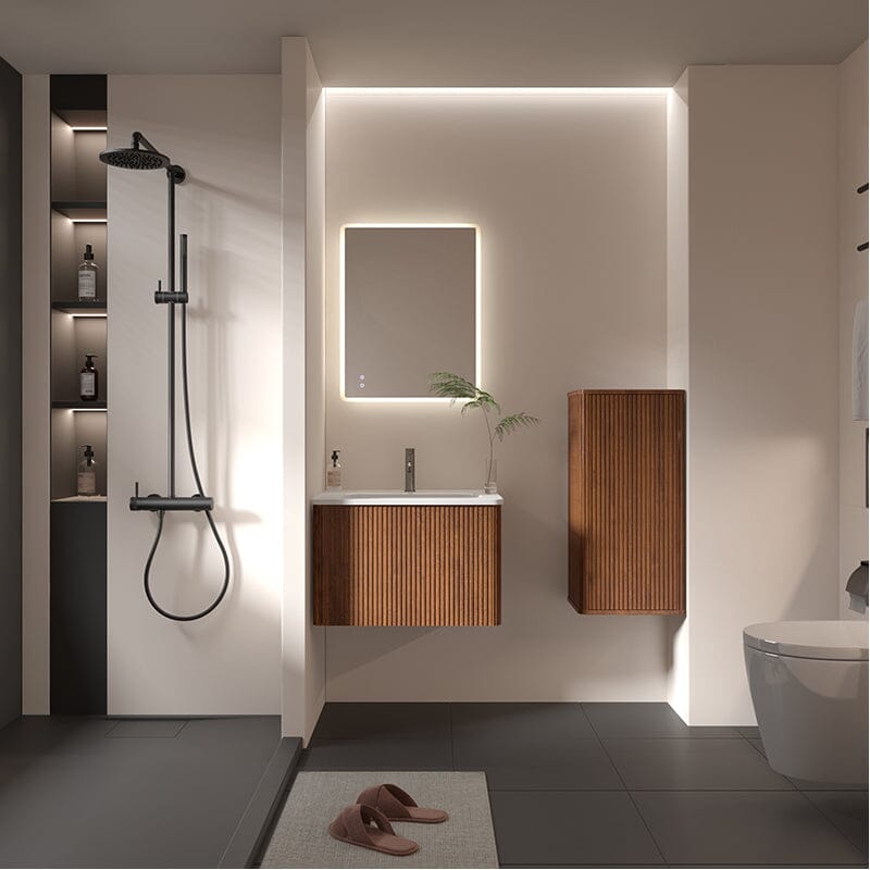 Giving Tree 24" Wooden Striped Modern Bathroom Vanity with Sink, Wall-mounted