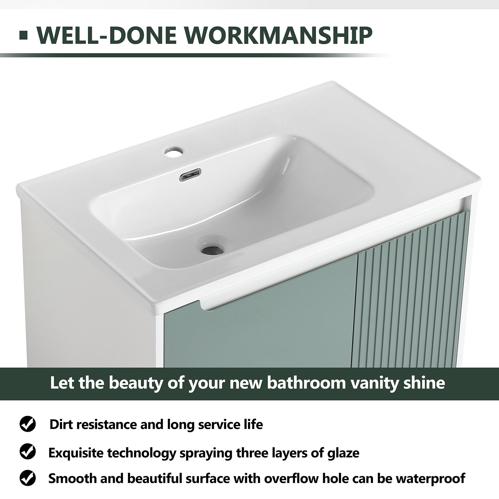 32 Inch Wall-Mounted Bathroom Vanities with Tops and Soft Close Door