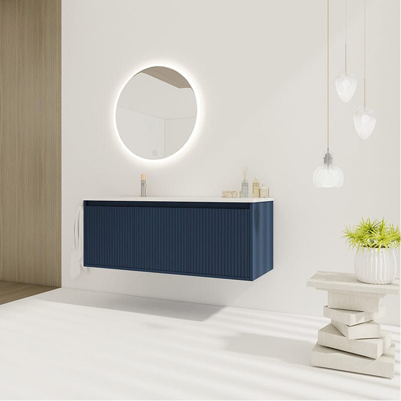 48" Modern Design Floating Bathroom Vanity with Drop-Shaped Resin Sink