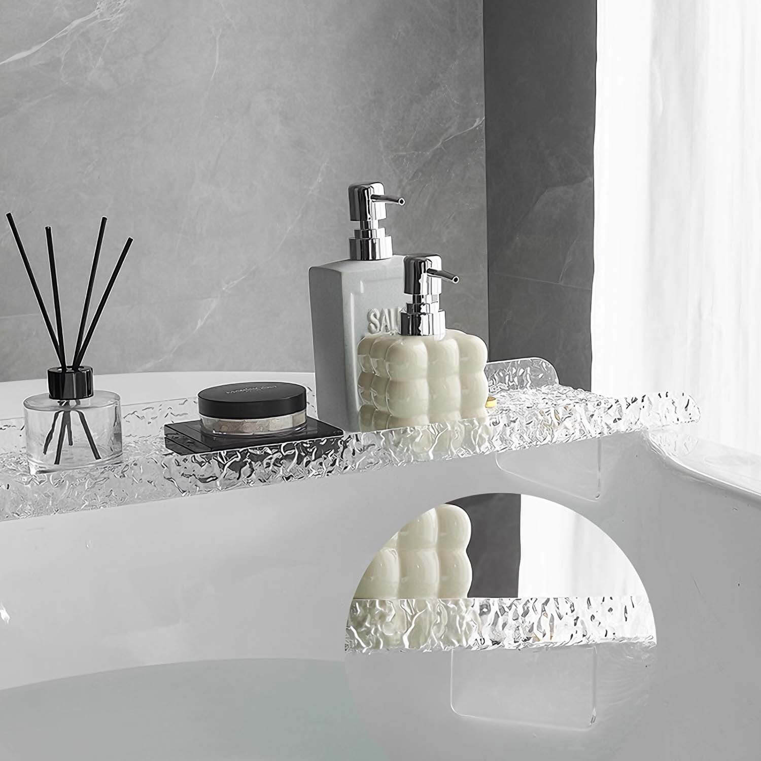 Acrylic Expandable Bathtub Tray Caddy with Phone Holder
