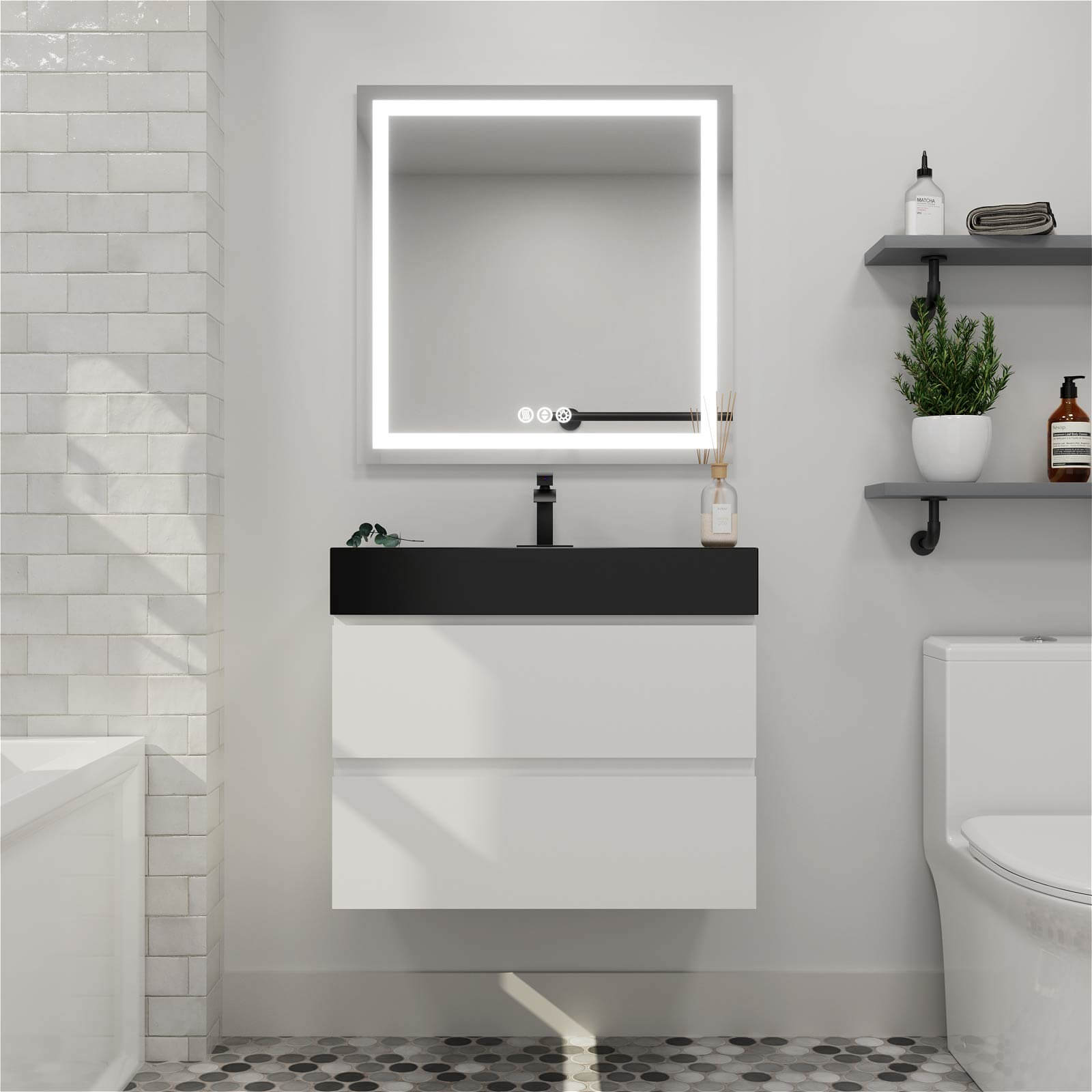 30 Inch White Contemporary Floating Bathroom Vanity