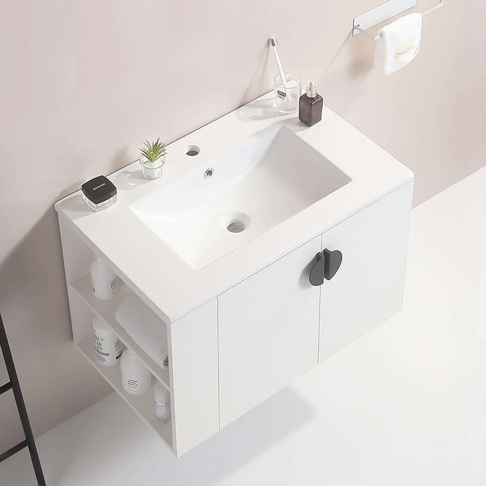 30 inch white bathroom vanity with ceramic sink