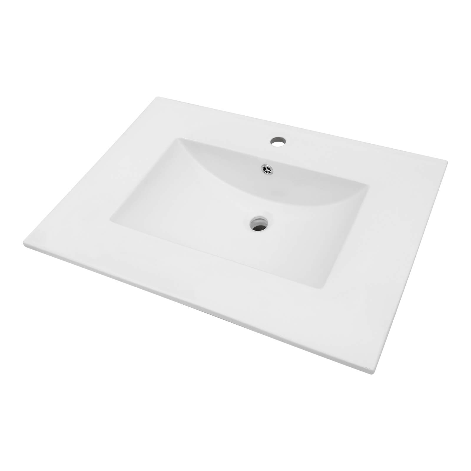 30 inch white ceramic integrated bathroom sink with single faucet hole