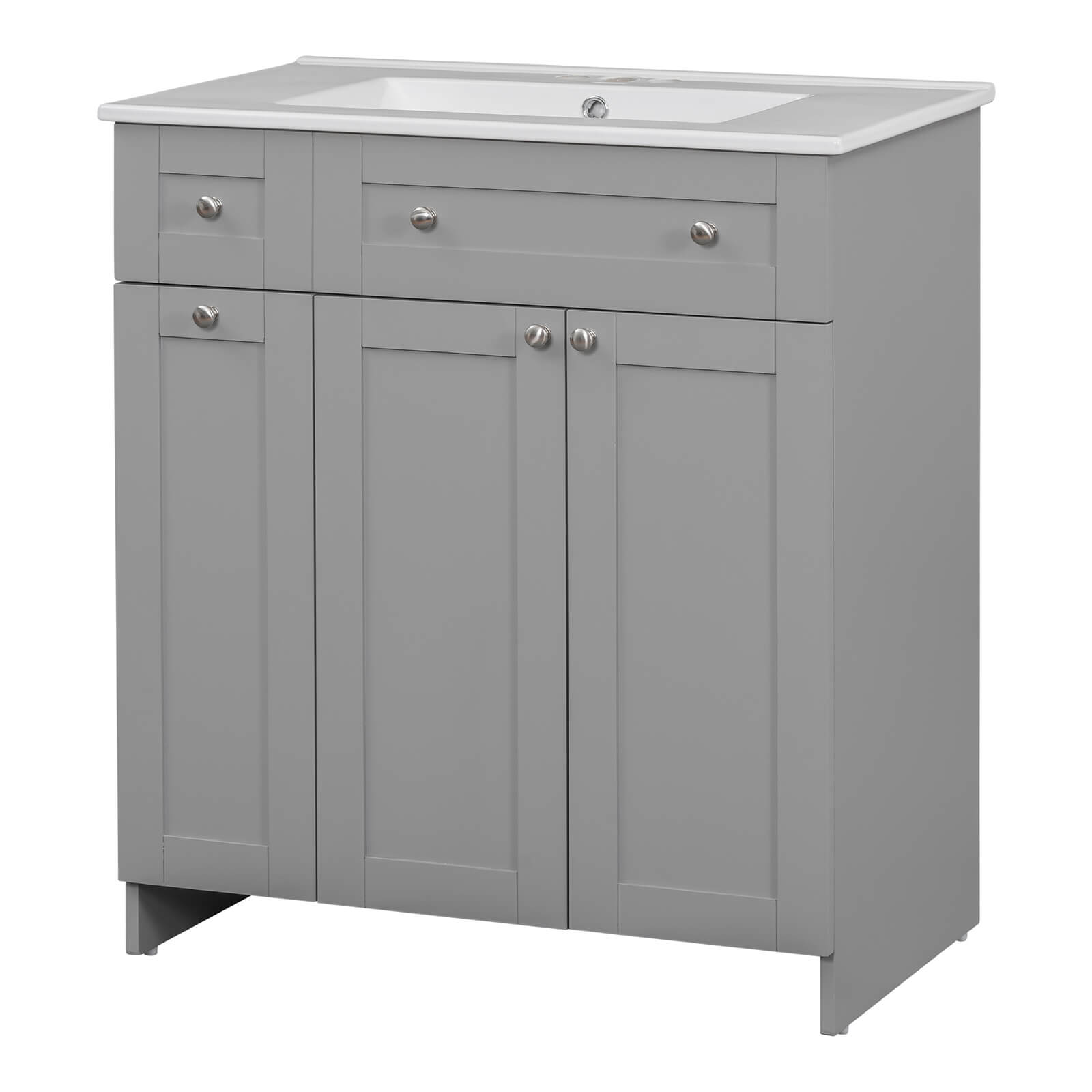 30-inch gray bathroom vanity with sleek modern design