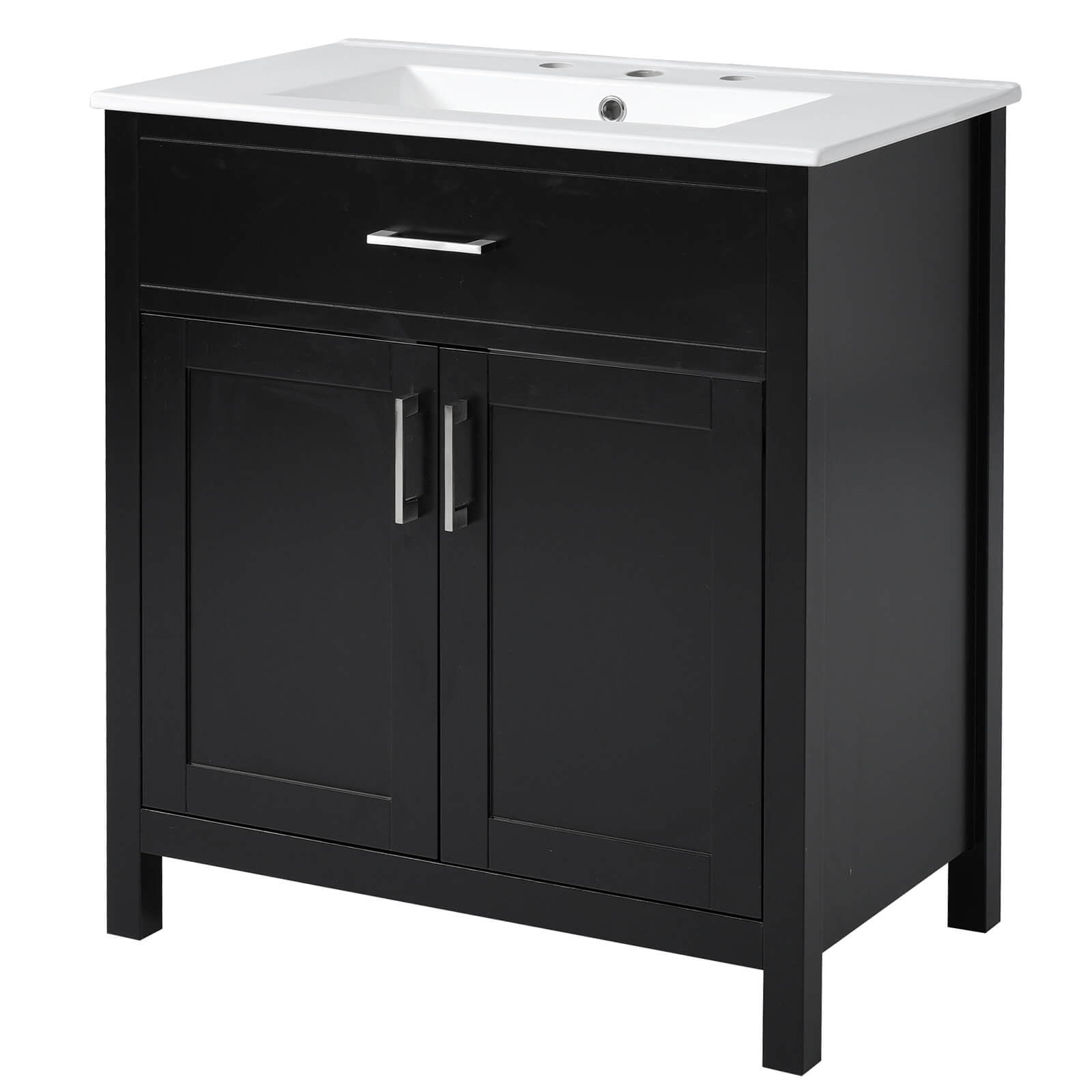 30-inch modern black silk finish freestanding vanity for small bathrooms