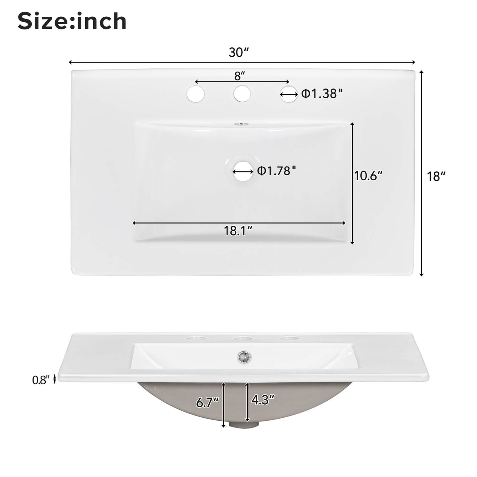 76cm Salbeigrüner Wandmontierter MDF-Badezimmerwaschtisch