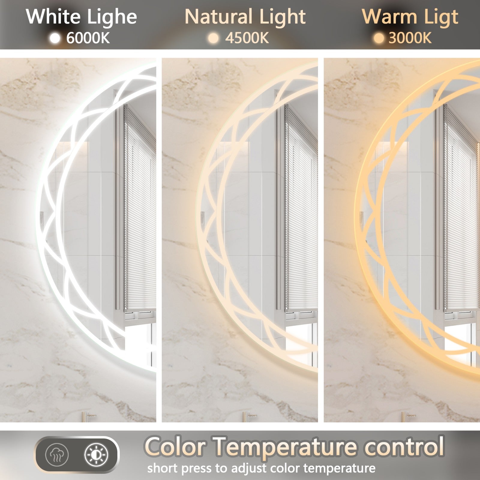 30" Round Mirror with Adjustable Brightness