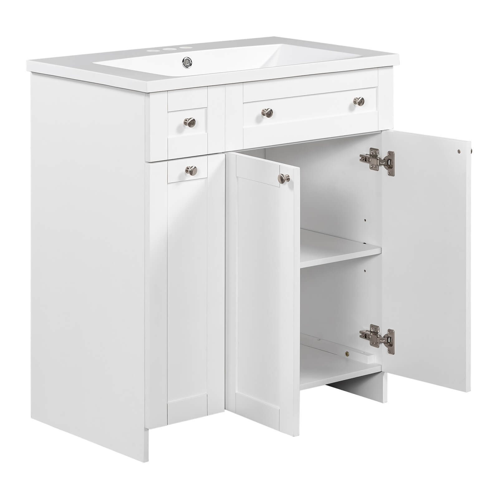 30 White Bathroom Vanity with Soft-Close Doors