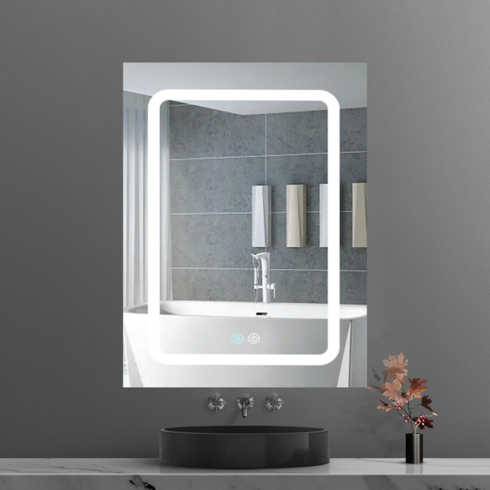 30x20 Inch LED Lighted Bathroom Medicine Cabinet with Surface Mount Mirror