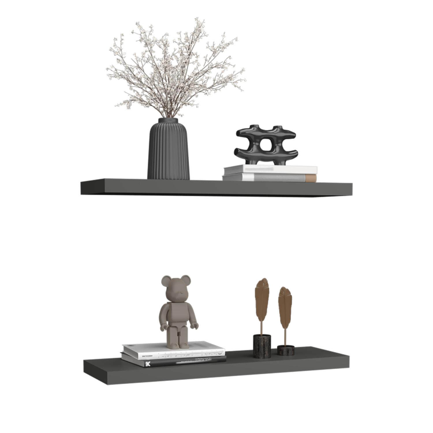 31.5" Matt Gray Floating Shelves for Bathroom Storage (Set of 2)