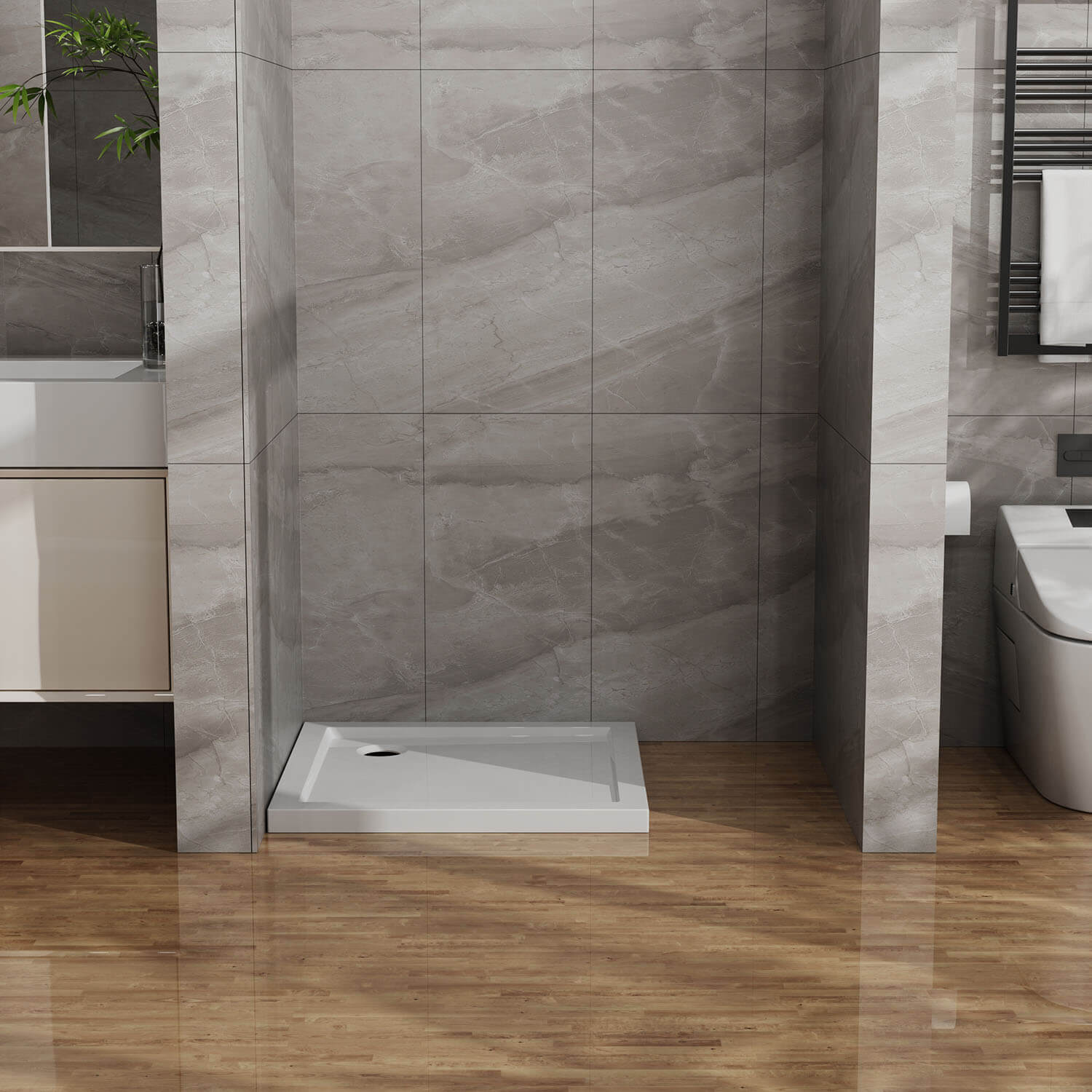 32" x 32" Compact Corner Drain Acrylic Shower Base