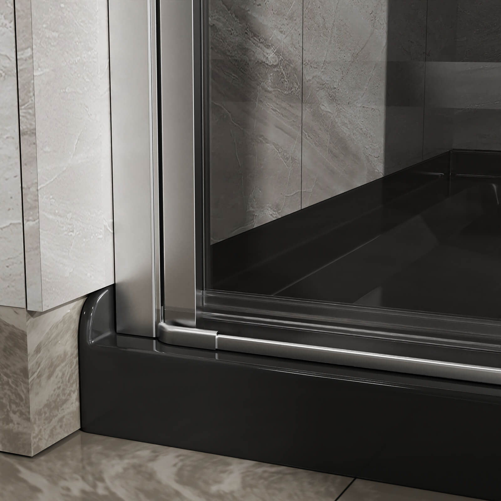 34"-35.2" x 72" Chrome Pivot Shower Door Kit with Tempered Glass and Acrylic Shower Pan