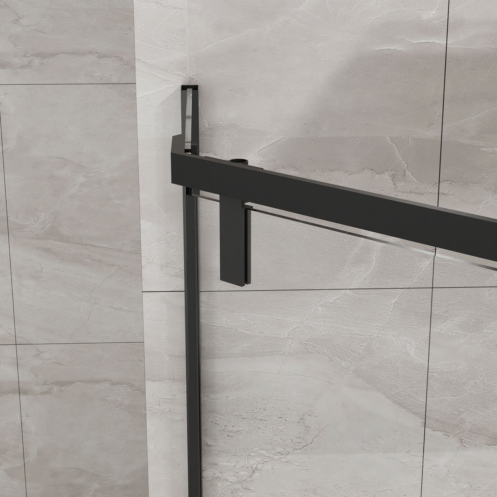 34x72 inch semi frameless shower enclosure in matte black finish