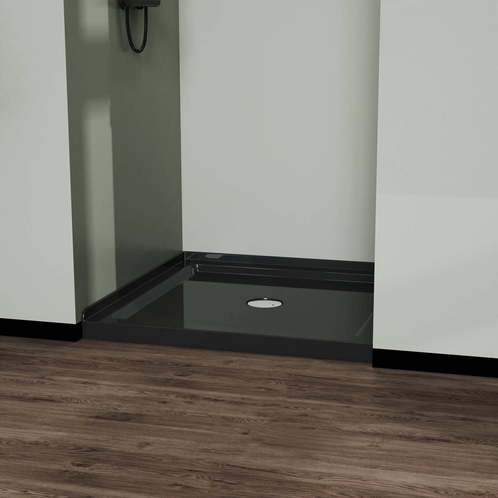 36 in x 36 in Black Acrylic Square Shower Base