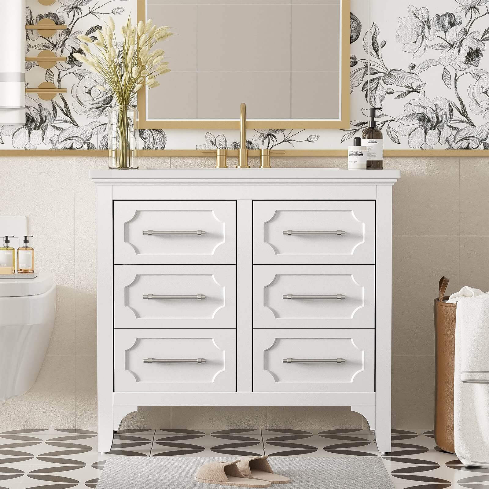 36" Symmetrical Design Minimalist Bathroom Vanity