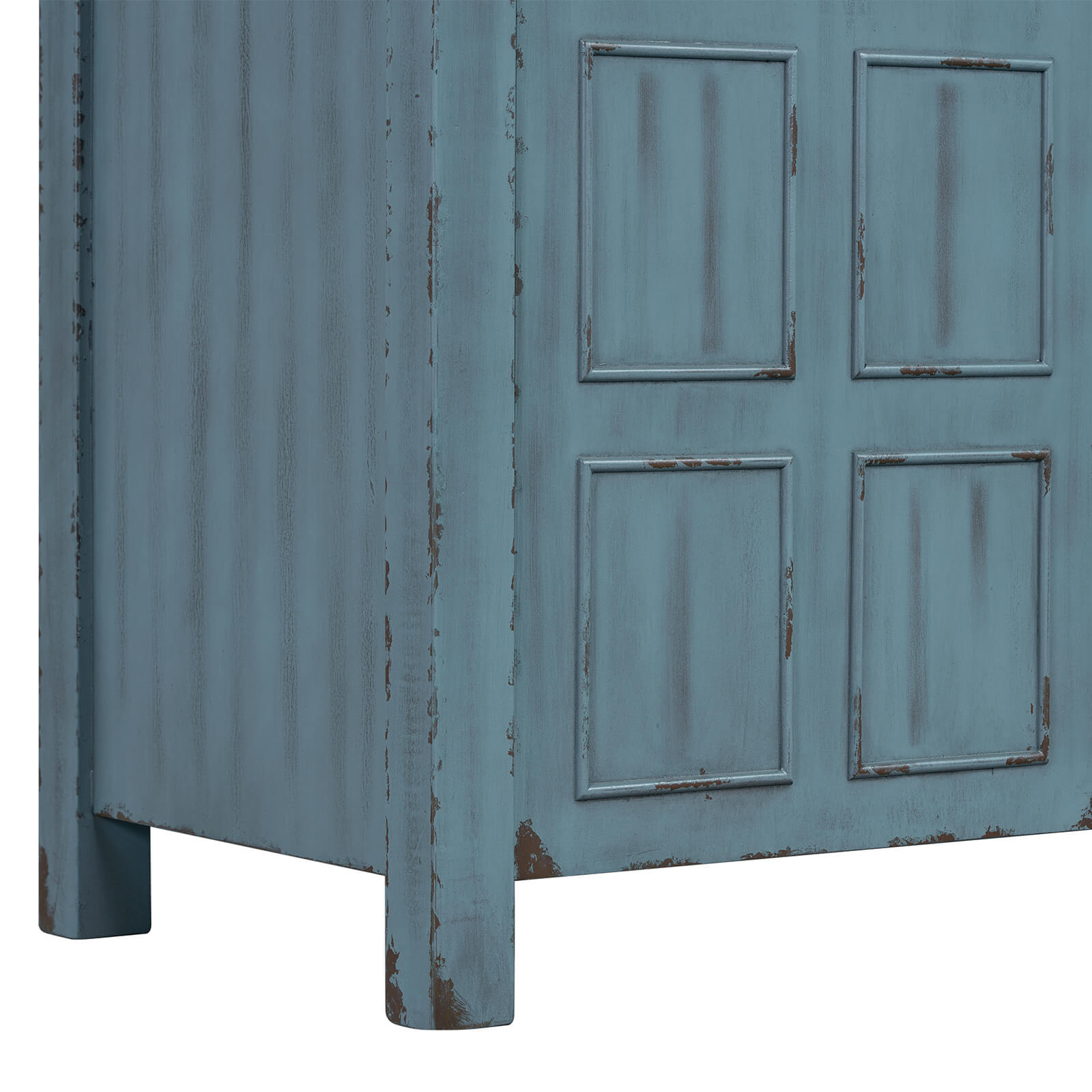 36 inch Vintage Blue Bathroom Vanity with Grid Patterned Doors Leg Detail Display