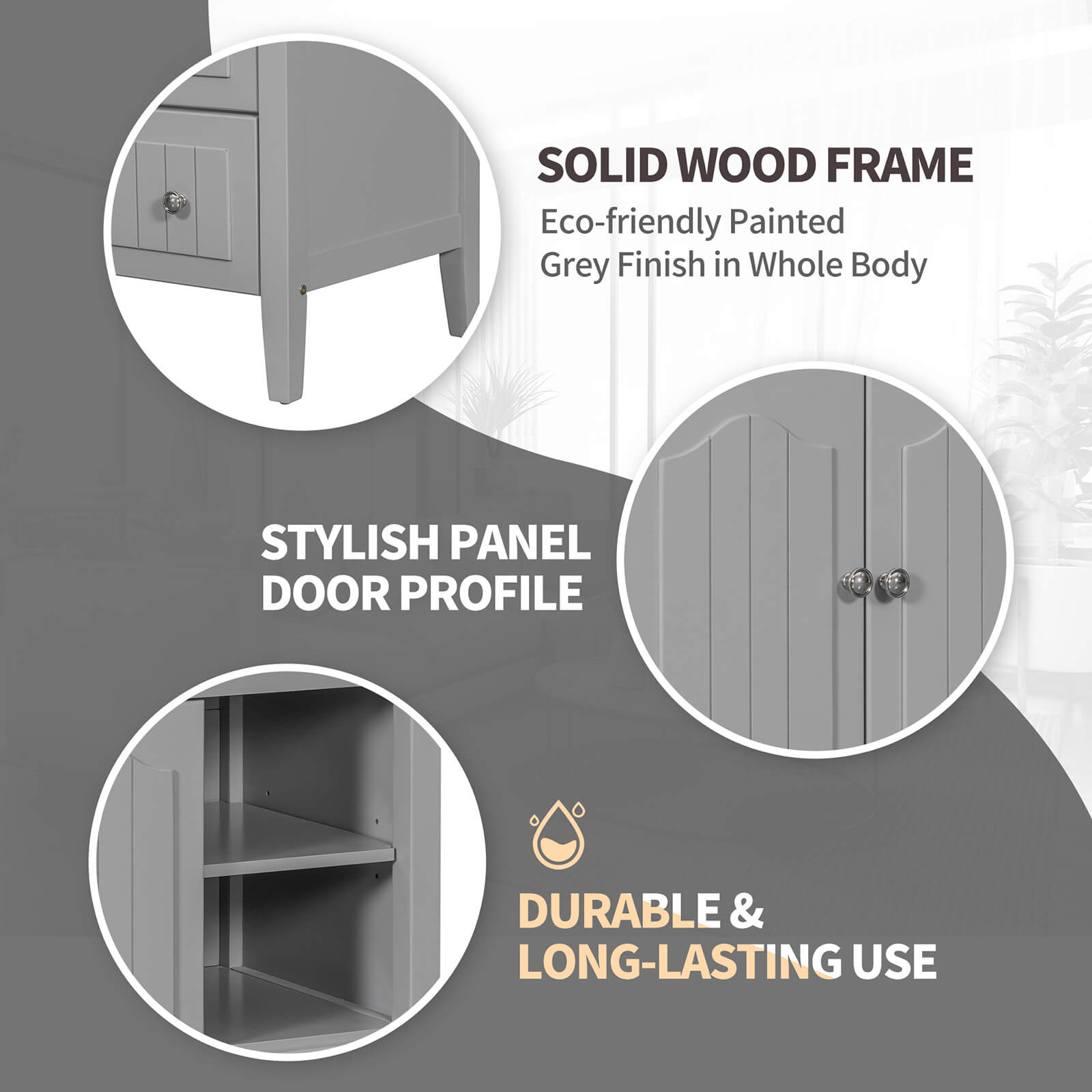 36" Gray Bathroom Vanity with Ceramic Sink