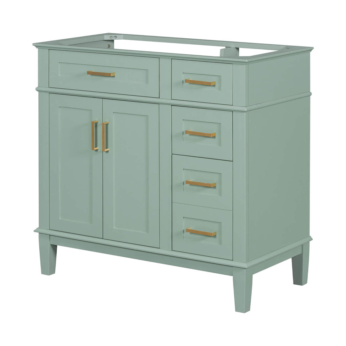 36" Mint Green Solid Wood Bathroom Vanity (Without Tops)