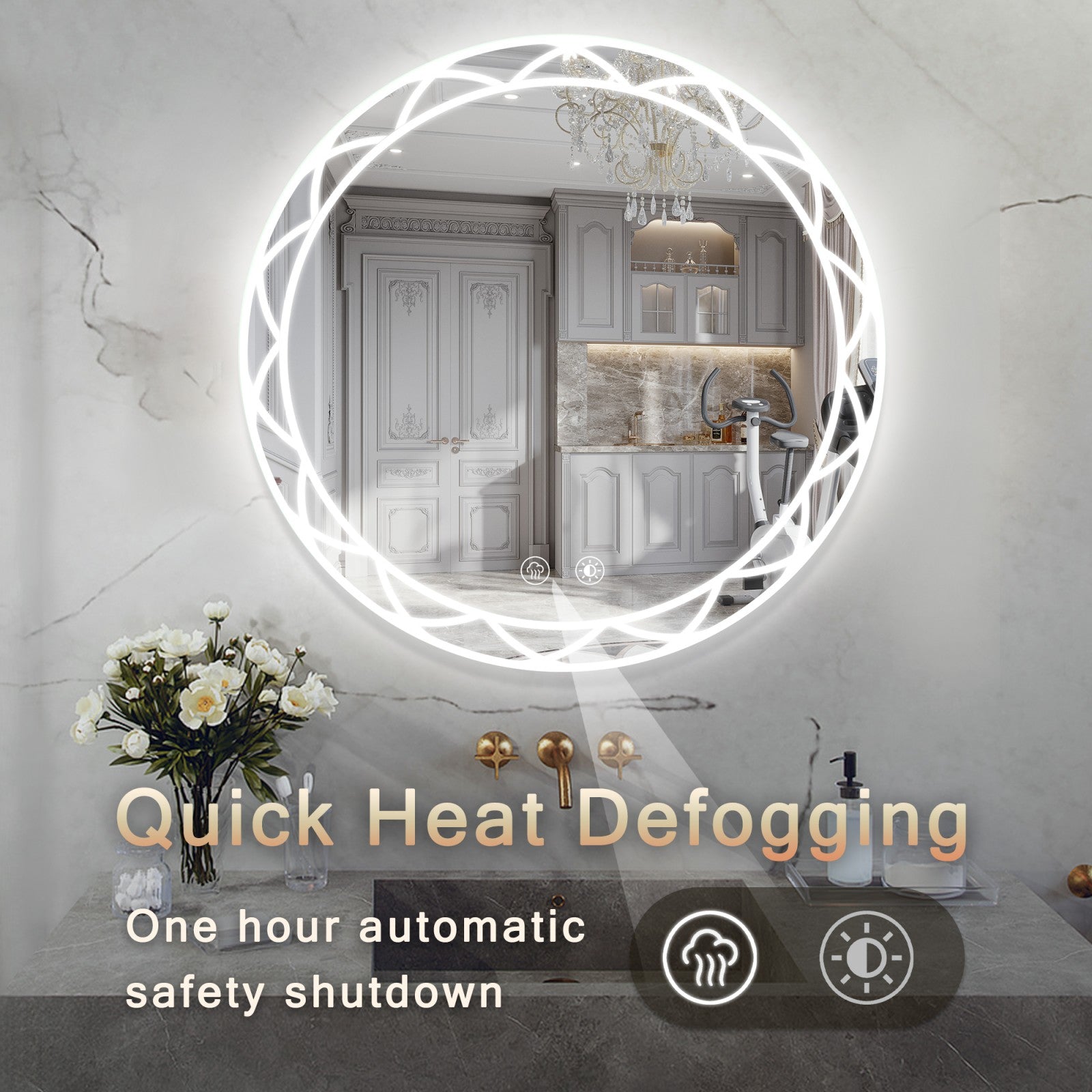 36 In LED Bathroom Mirror with Color Control and Anti-Fog