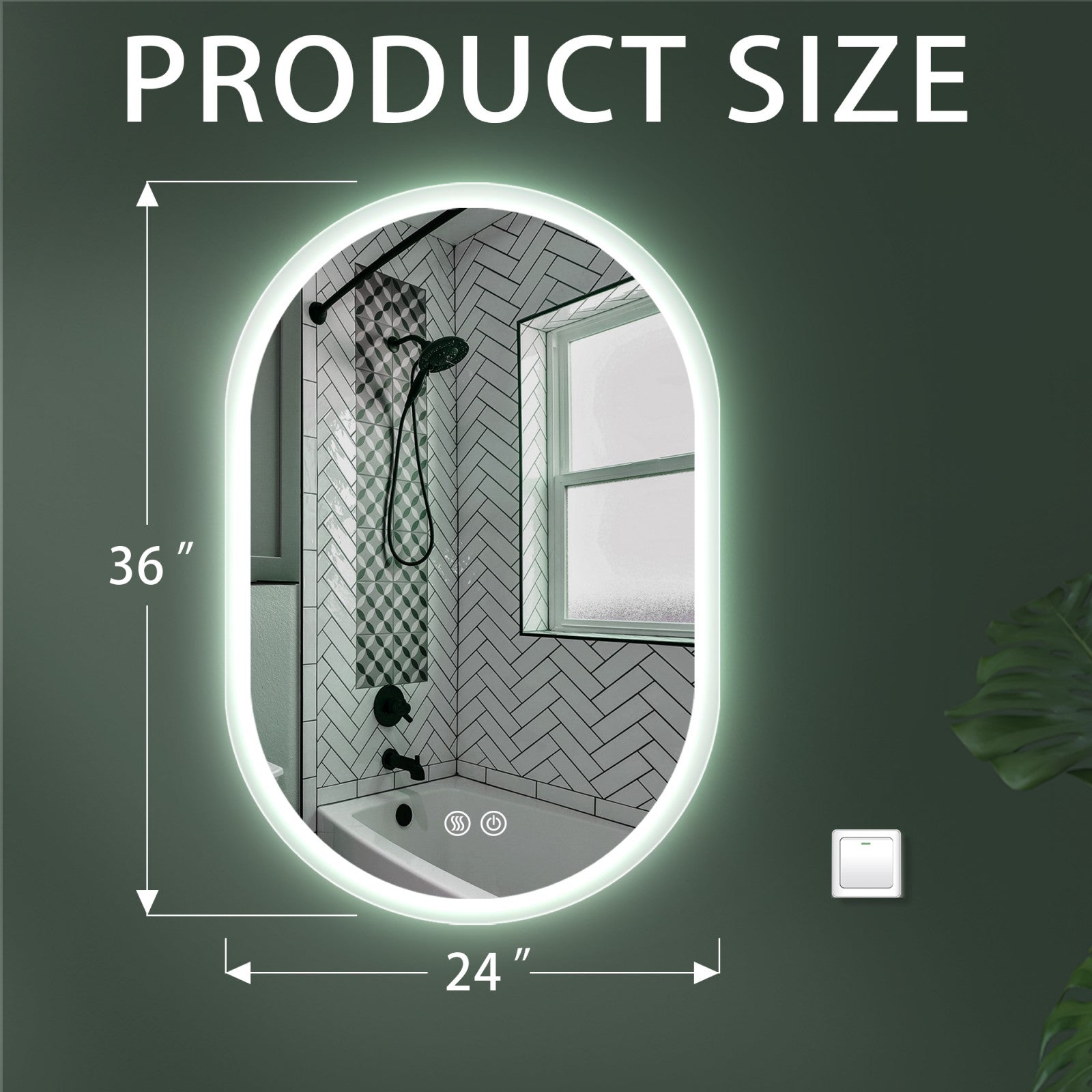 36 In Oval LED Bathroom Mirror with Dimmable Anti-Fog Lights