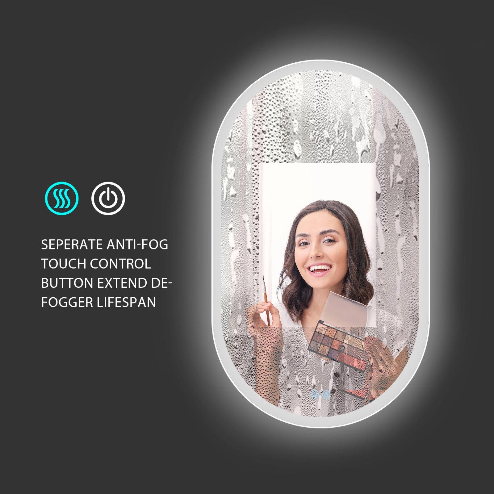 36 In Touch Control Oval Mirror with LED Anti-Fog