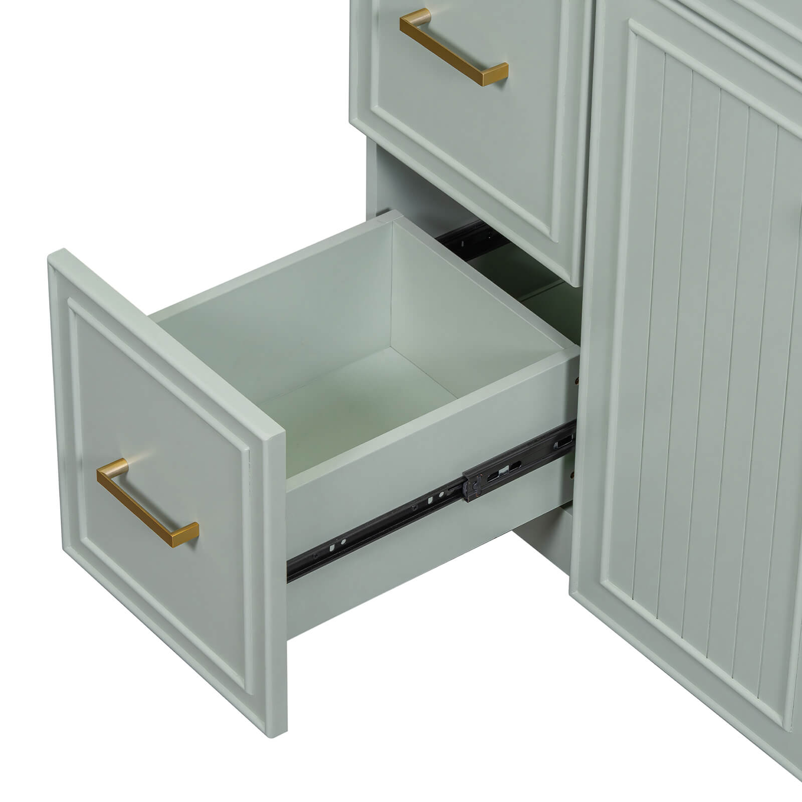 36 Inch Drawers With Adjustable Shelves Light Sage Green Bathroom Vanity Cabinet
