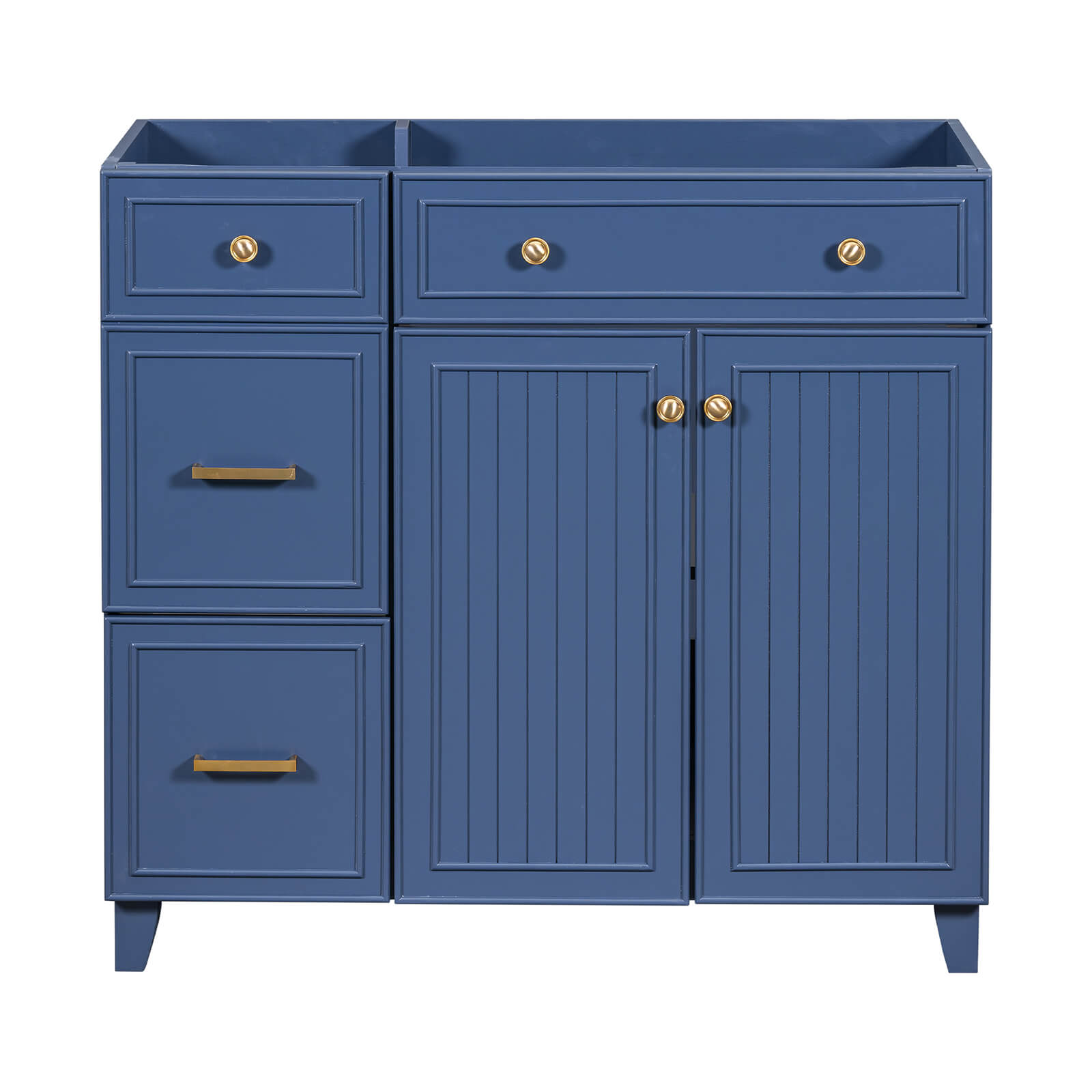 36 inch Navy Blue Bathroom Vanity with Adjustable Shelves Cabinet Only