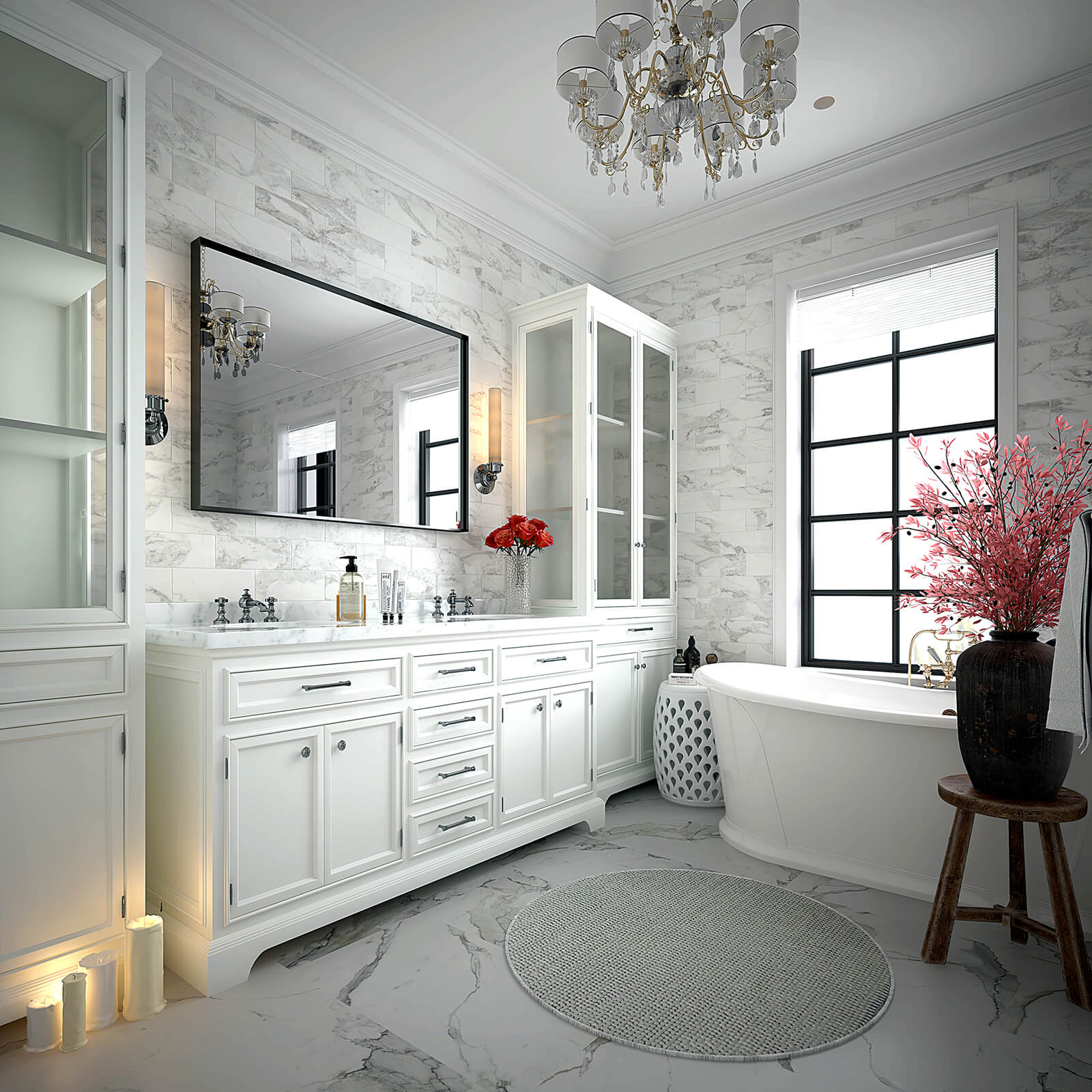 36" x 24" Aluminum Frame Bathroom Mirror with Beveled Edge