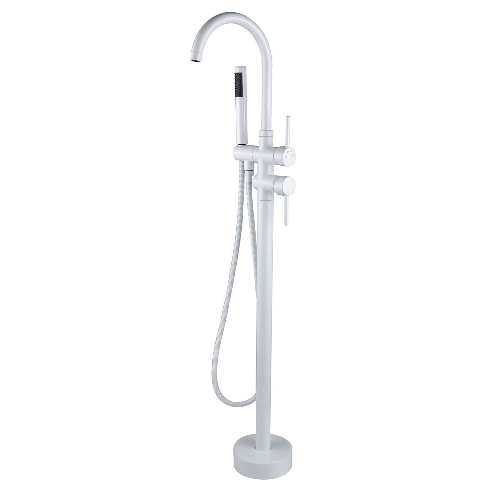 38" Sleek Silver Modern Freestanding Tub Filler Faucet, Metal & Natural