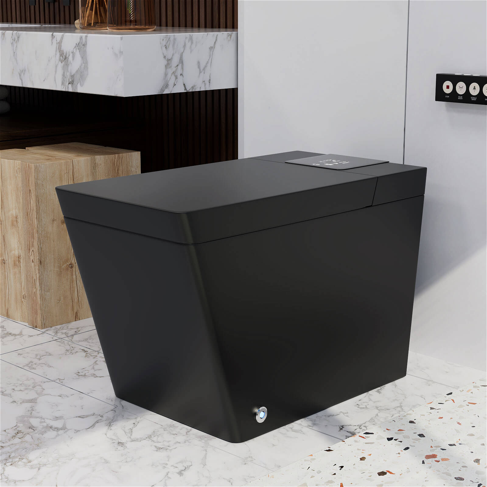 Giving Tree Smart Square One-Piece Floor Toilet with Remote Control and Automatic Cover