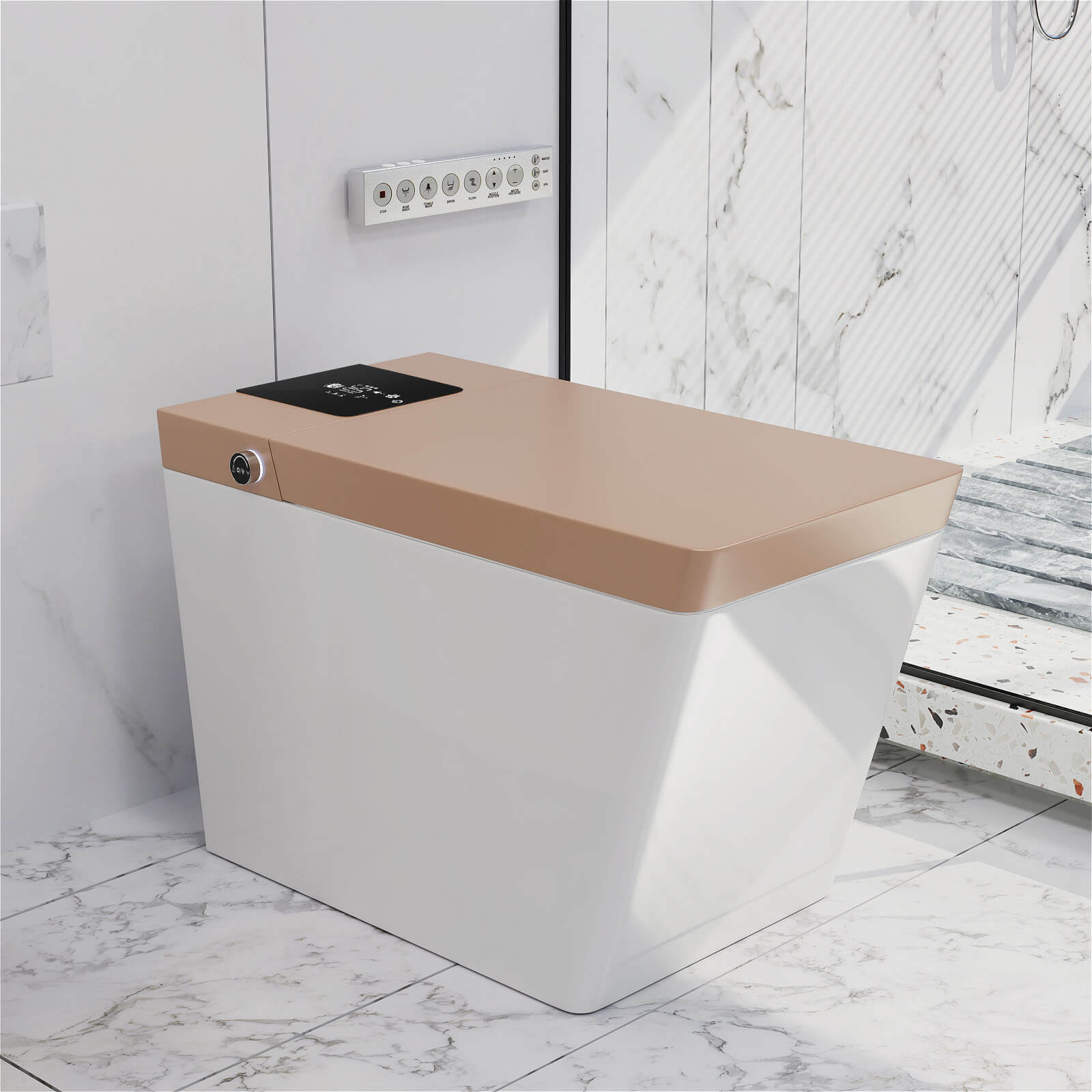 Giving Tree Smart Square One-Piece Floor Toilet with Remote Control and Automatic Cover