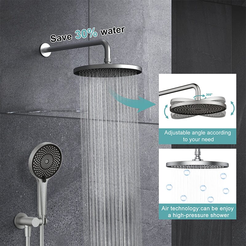 10" Round Shower Head & Hand Shower with Hose Replacement Accessories