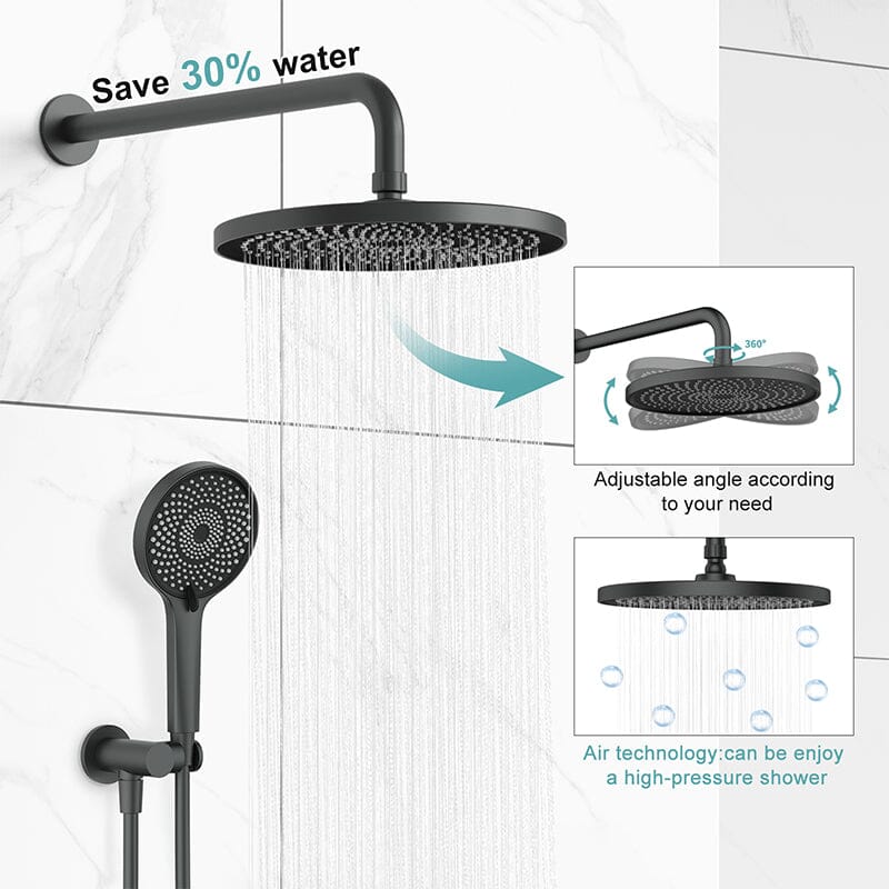 10" Round Shower Head & Hand Shower with Hose Replacement Accessories