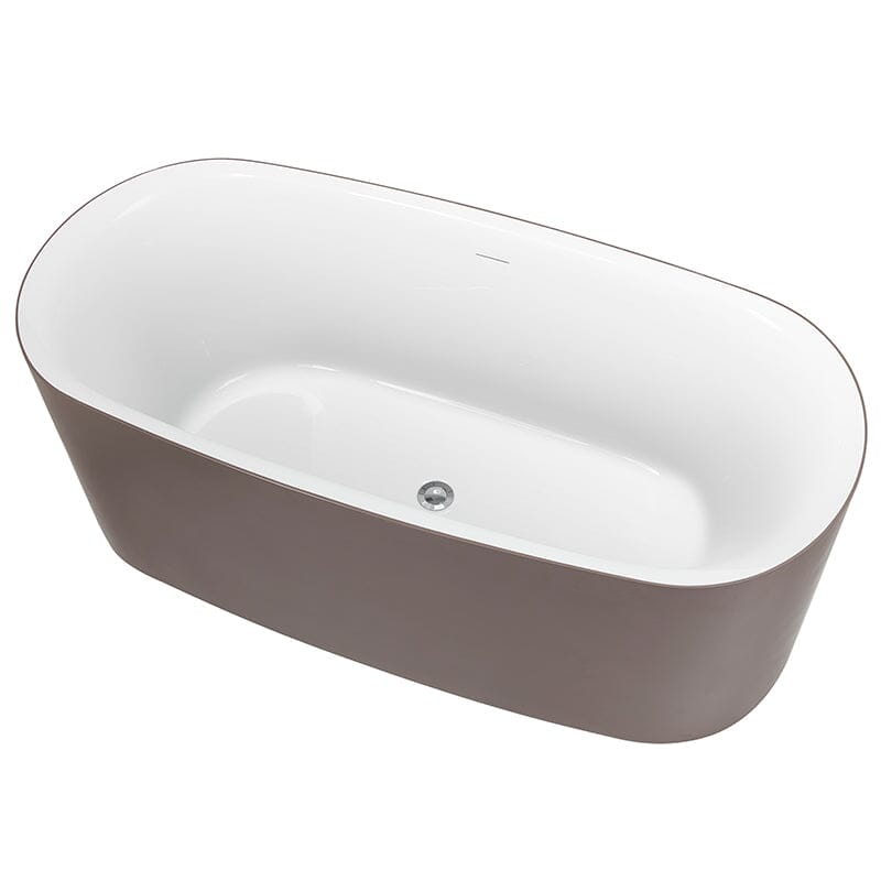 elegant 59" Freestanding Soaking Bathtub Brown and Oval