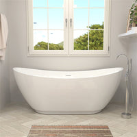 Mokleba 62'' Acrylic Double Slipper Freestanding Soaking Bathtub Glossy White