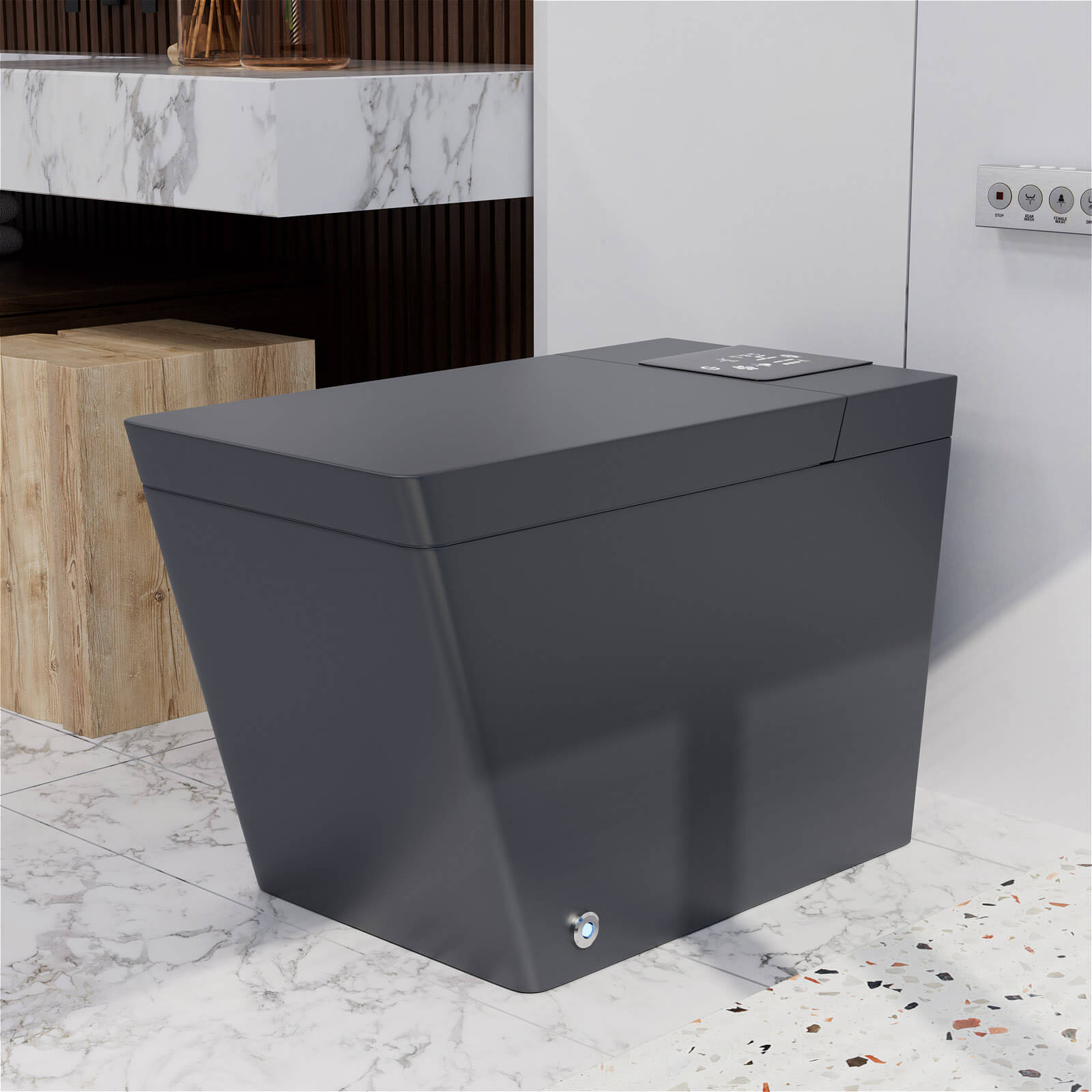 Giving Tree Smart Square One-Piece Floor Toilet with Remote Control and Automatic Cover