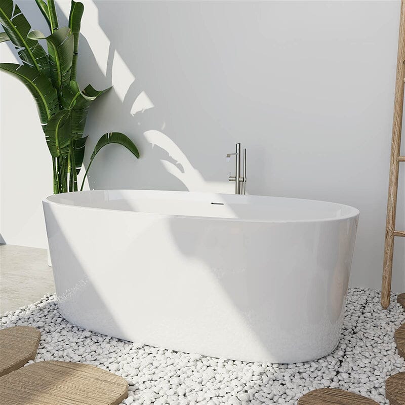 Giving Tree 63" Acrylic Modern Bathtub Oval Shape Freestanding Soaking Tub