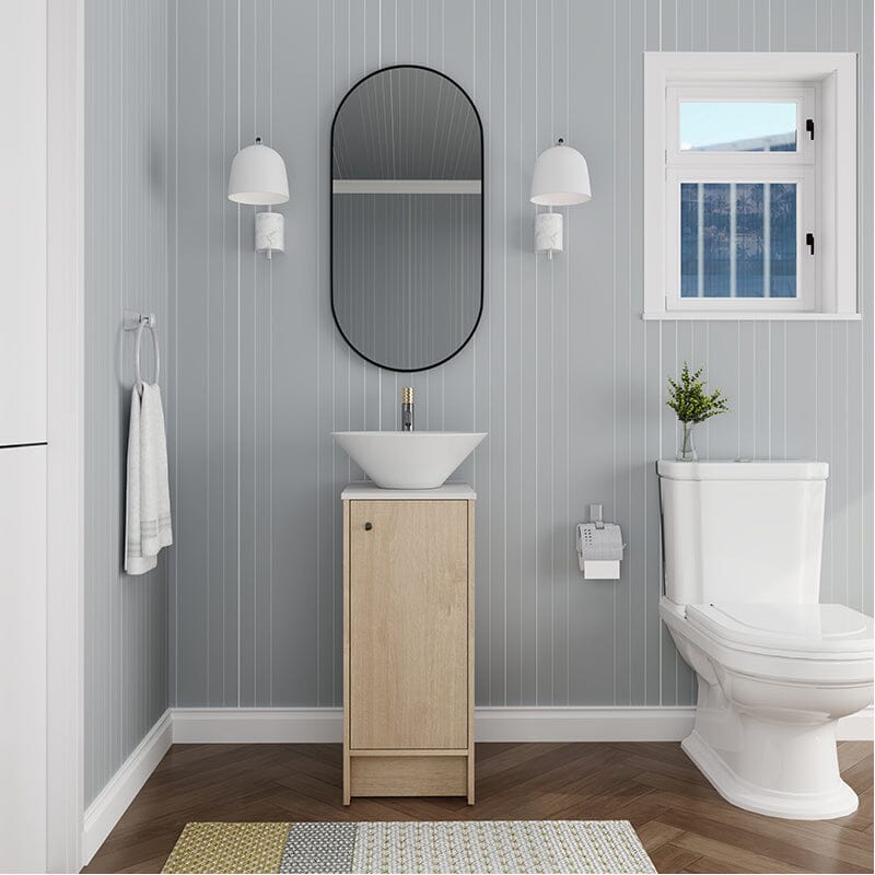 16-inch Freestanding Bathroom Vanity Round Sink With Soft-close Doors And Shelves